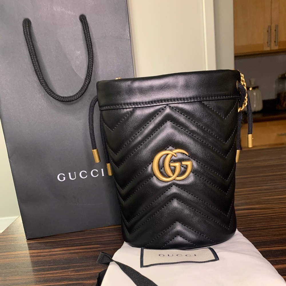 NWT Gucci Marmont Mini Bucket Bag - Picture 1 of 16